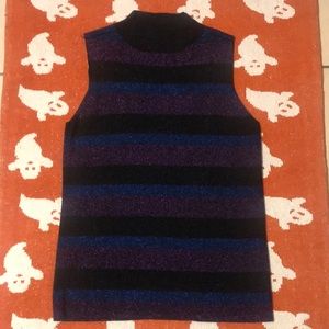 Nine West mock neck tank top metallic stripes